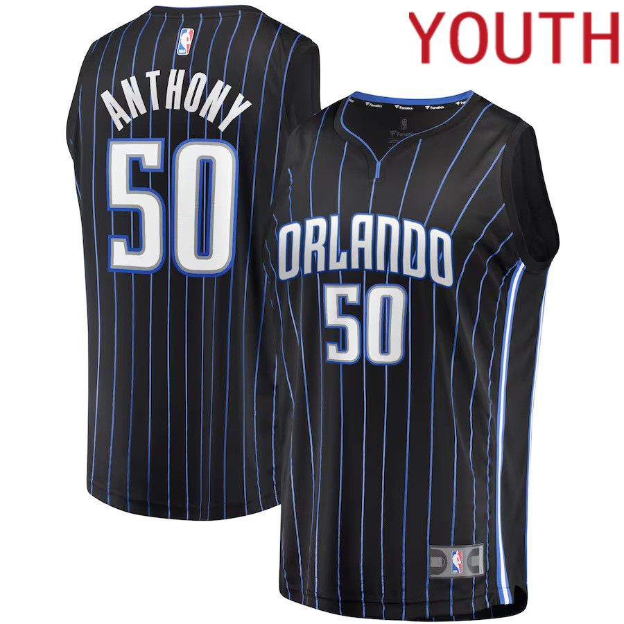 Youth Orlando Magic #50 Cole Anthony Fanatics Branded Black Draft First Round Pick Fast Break Replica NBA Jersey